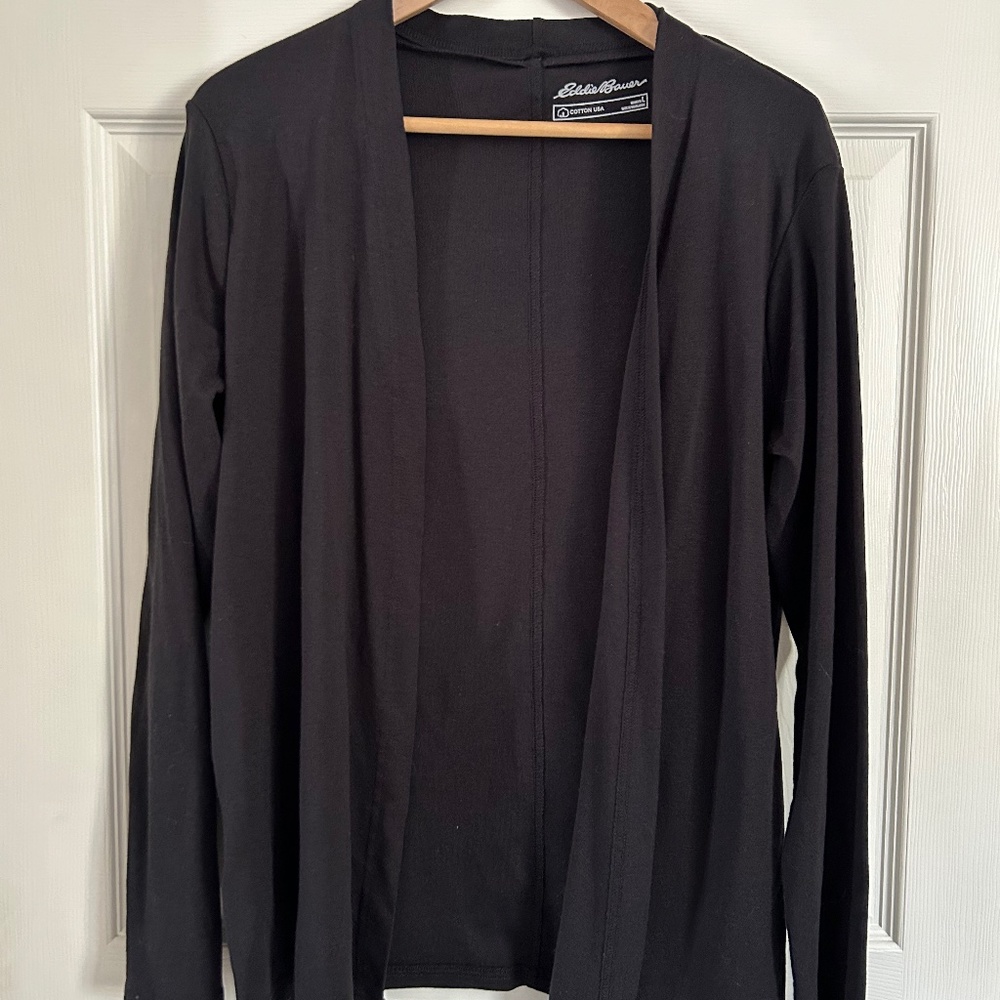 Eddie Bauer Cardigan Black Womens Large